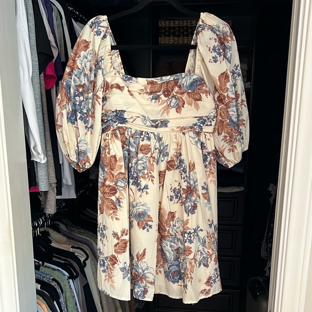 A&F Floral Mini Dress with Puff Sleeves